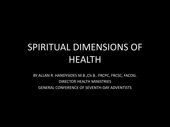 spiritual dimensions of health