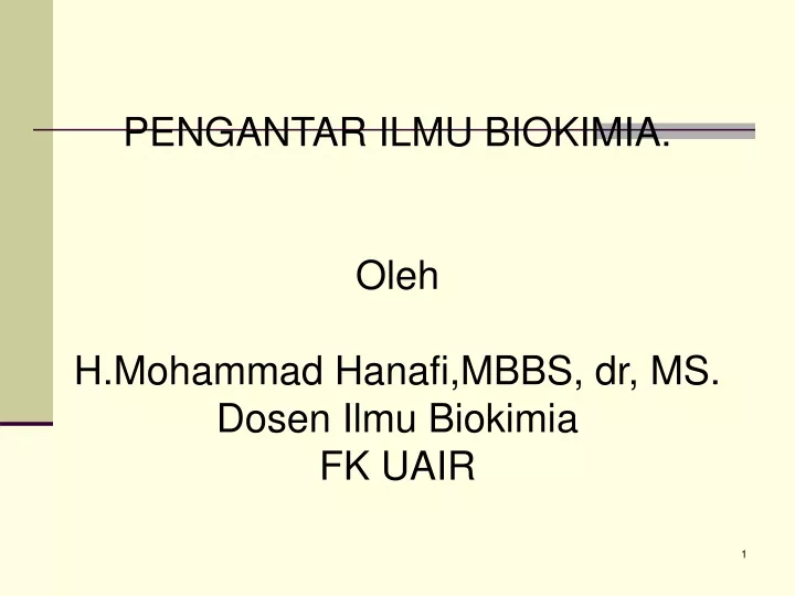 pengantar ilmu biokimia oleh h mohammad hanafi