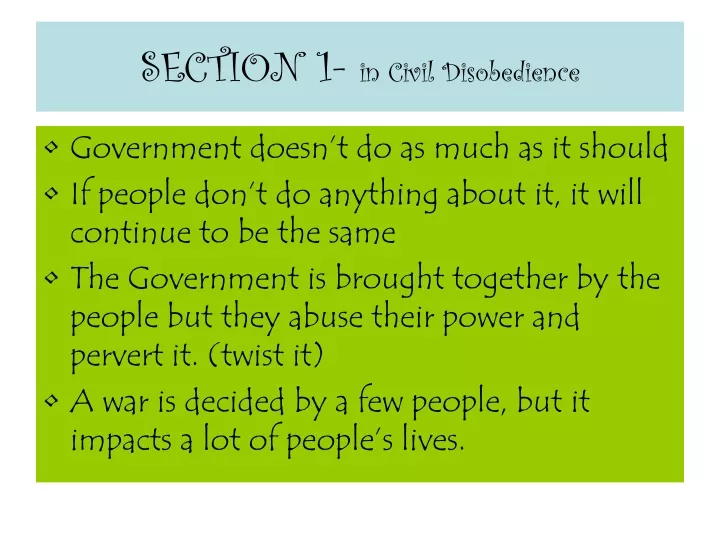 section 1 in civil disobedience