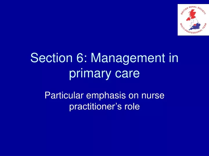 section 6 management in primary care