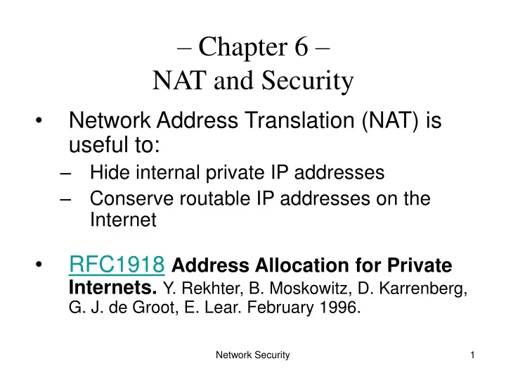 chapter 6 nat and security