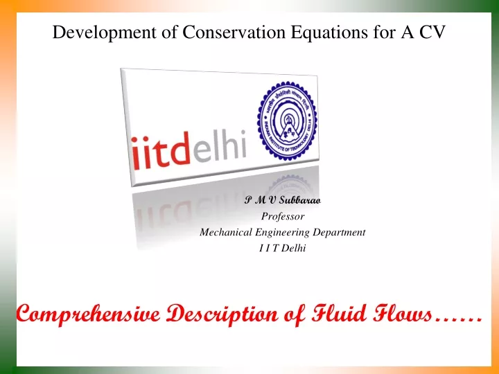 development of conservation equations for a cv