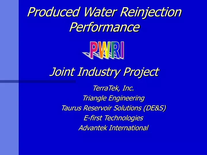 produced water reinjection performance joint industry project