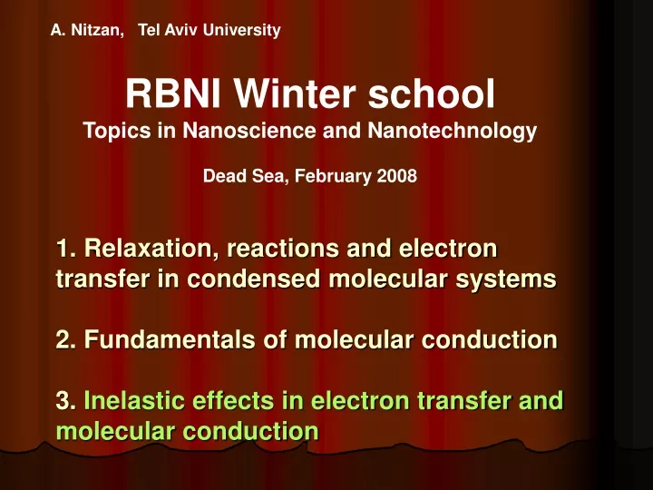 a nitzan tel aviv university rbni winter school