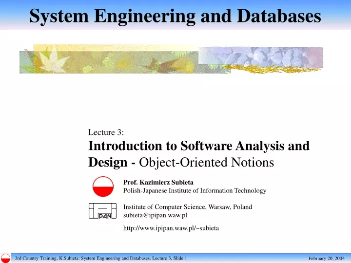 system engineering and databases