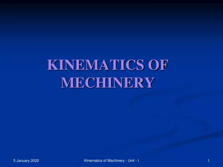 kinematics of mechinery