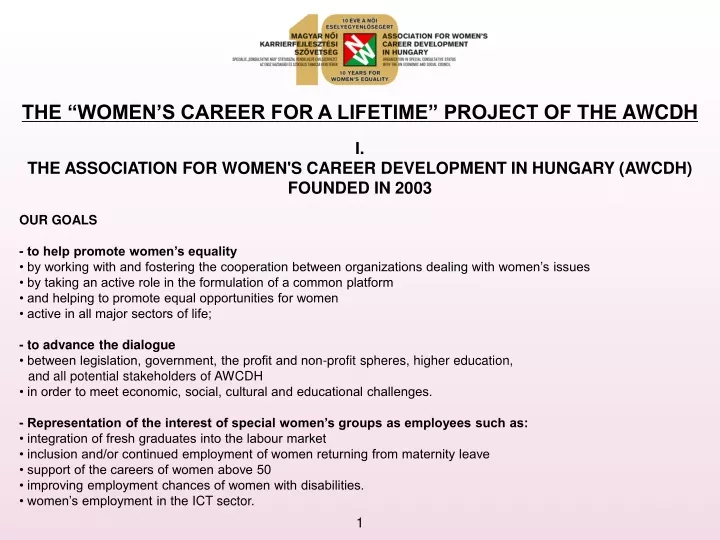 the women s career for a lifetime project