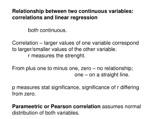 Relationship between two continuous variables: correlations and linear regression