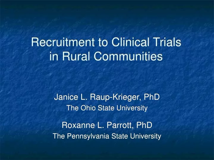 recruitment to clinical trials in rural communities