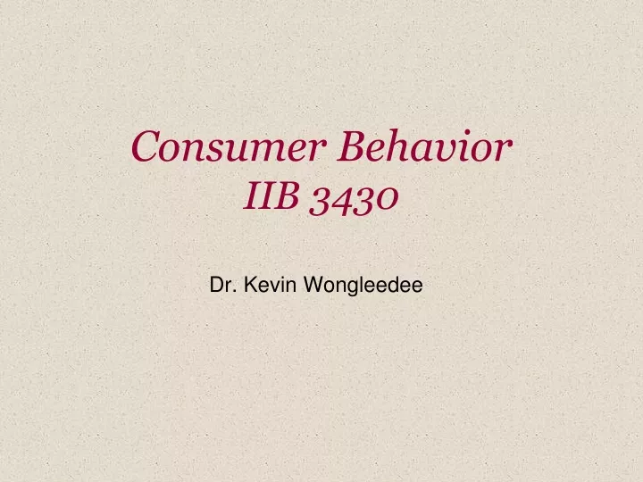 consumer behavior iib 3430