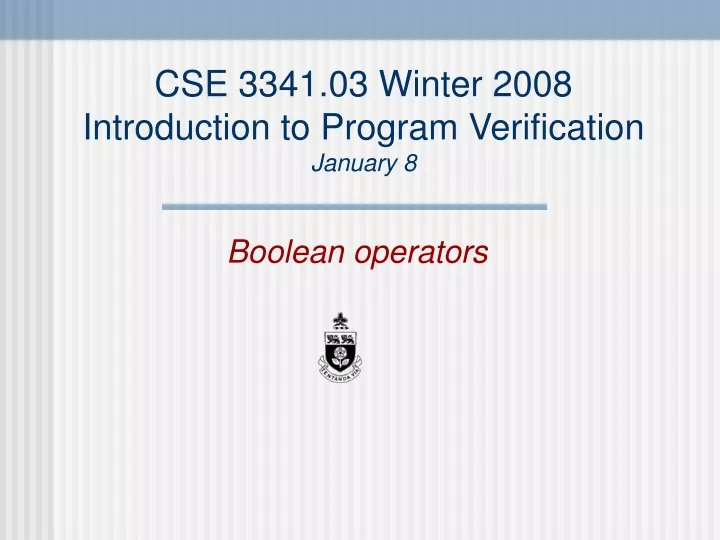 cse 3341 03 winter 2008 introduction to program verification january 8