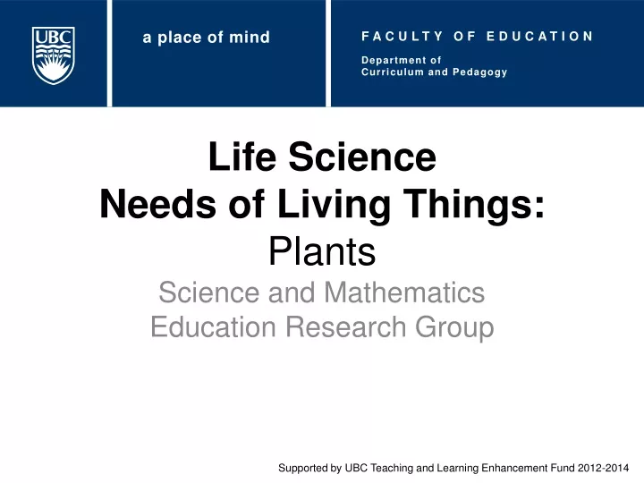 life science needs of living things plants