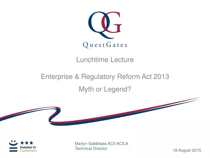 lunchtime lecture enterprise regulatory reform