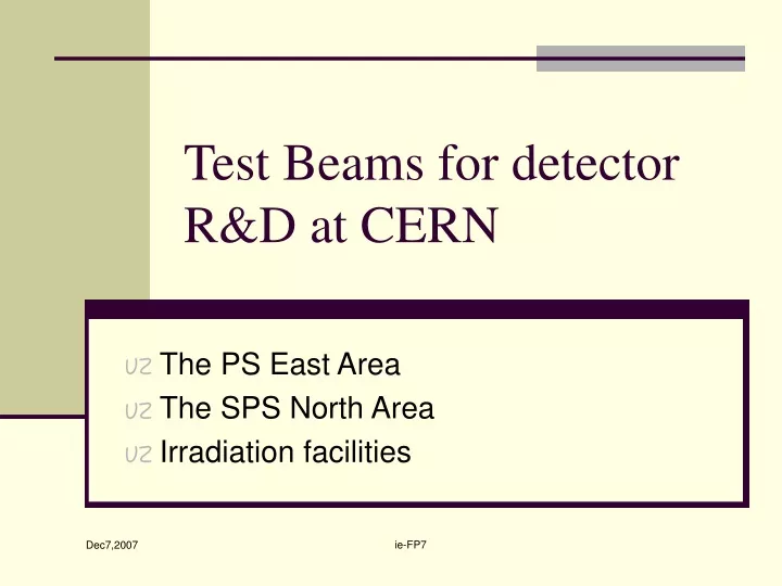 test beams for detector r d at cern