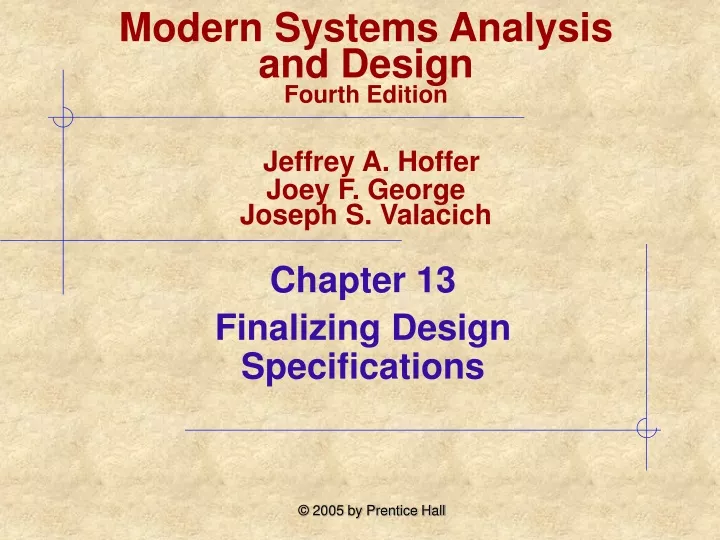 chapter 13 finalizing design specifications