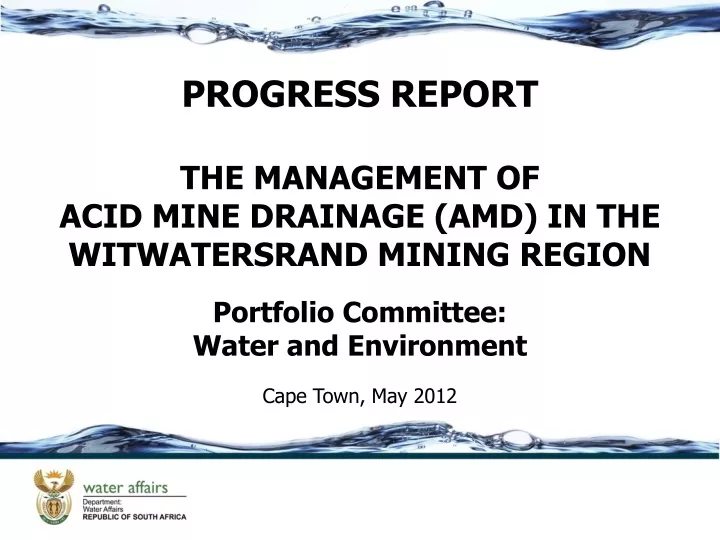 progress report the management of acid mine