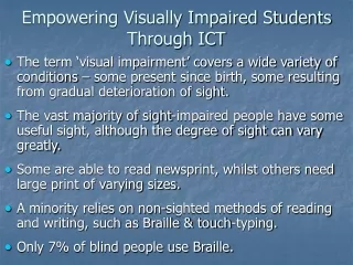Empowering Visually Impaired Students Through ICT