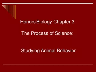 Honors Biology Chapter 3  The Process of Science:       Studying Animal Behavior