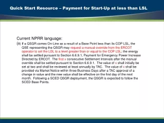 Quick Start Resource – Payment for Start-Up at less than LSL