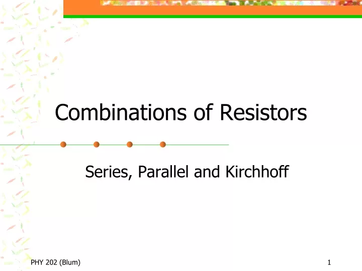 combinations of resistors