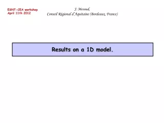 Results  on a 1D model.
