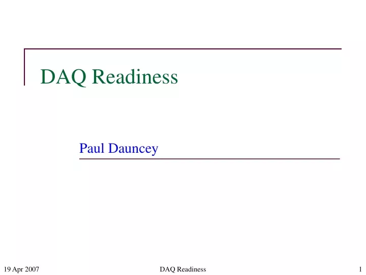 daq readiness