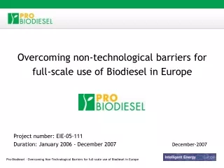 Overcoming non-technological barriers for full-scale use of Biodiesel in Europe