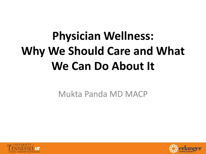 physician wellness why we should care and what we can do about it