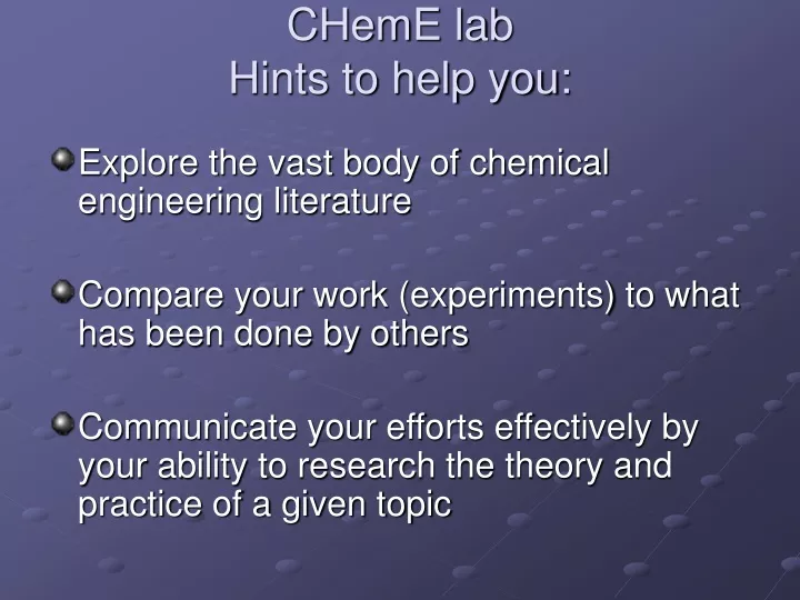 cheme lab hints to help you