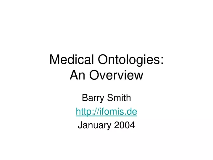 medical ontologies an overview