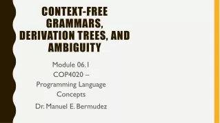 Context-free grammars, derivation trees, and ambiguity