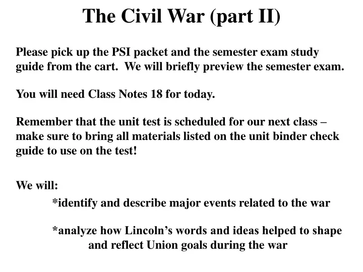the civil war part ii