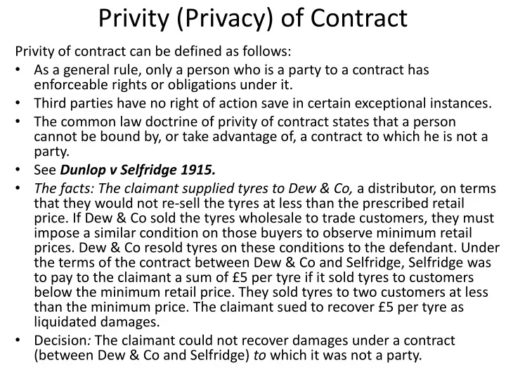 privity privacy of contract
