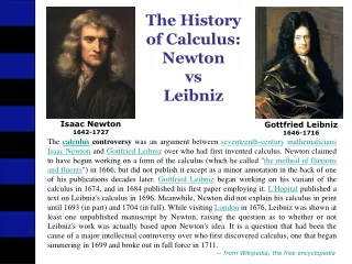 The History of Calculus: Newton vs Leibniz