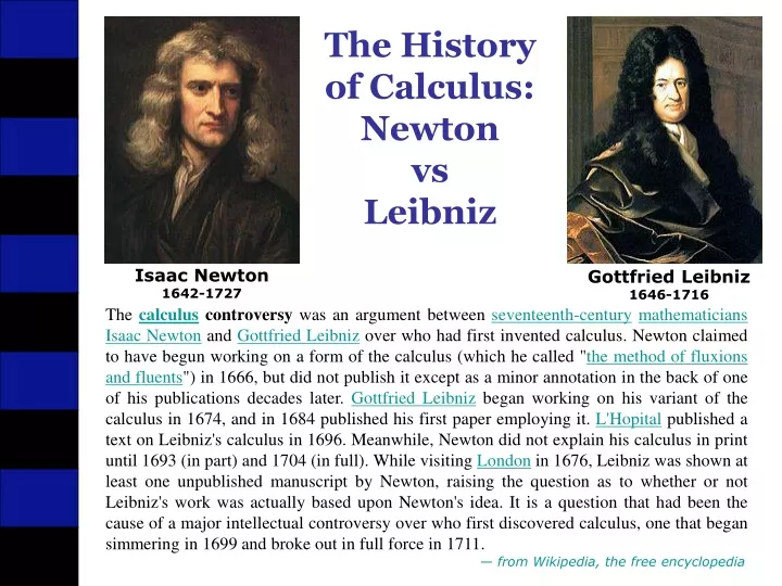 the history of calculus newton vs leibniz