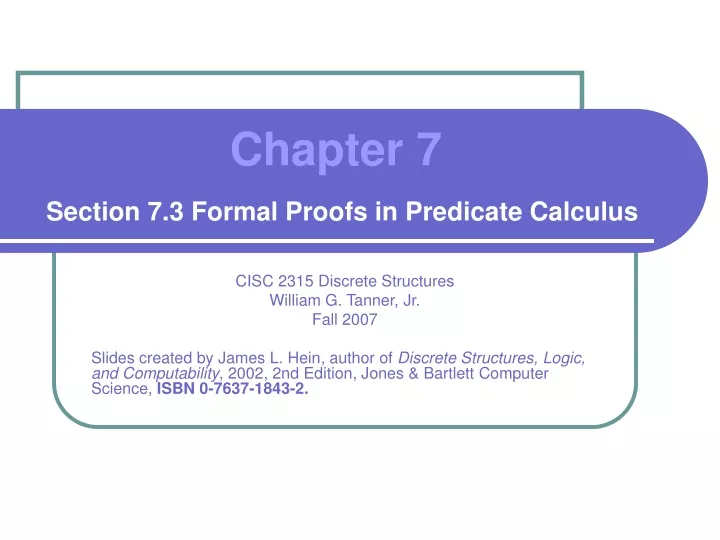 chapter 7 section 7 3 formal proofs in predicate calculus