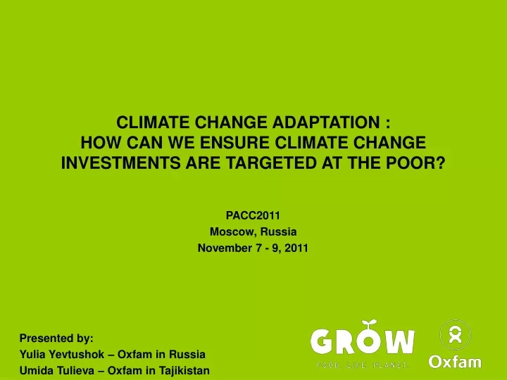 climate change adaptation how can we ensure climate change investments are targeted at the poor