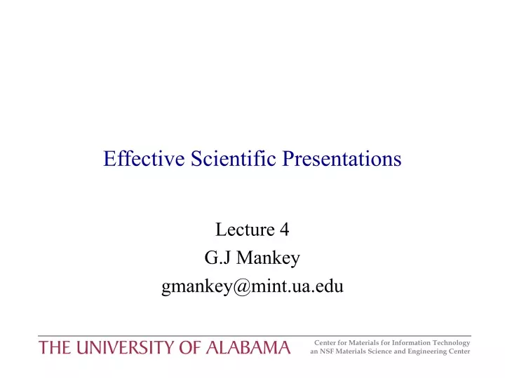 effective scientific presentations