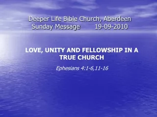 Deeper Life Bible Church, Aberdeen Sunday Message	19-09-2010