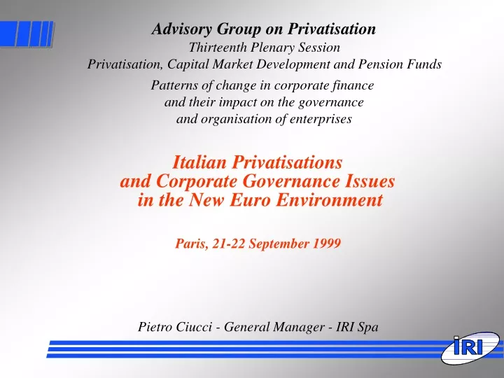 advisory group on privatisation thirteenth