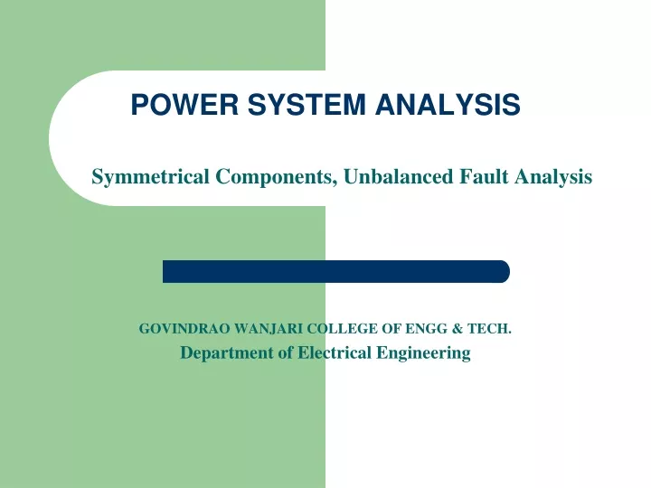 power system analysis