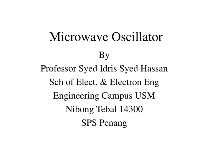 microwave oscillator