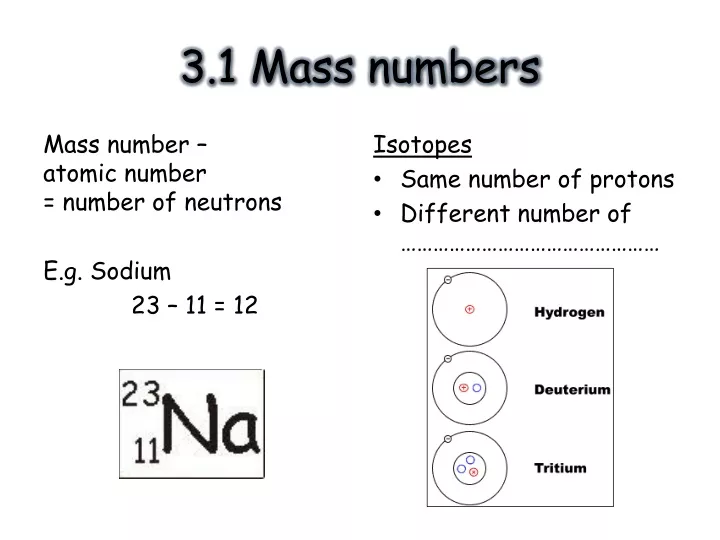 3 1 mass numbers