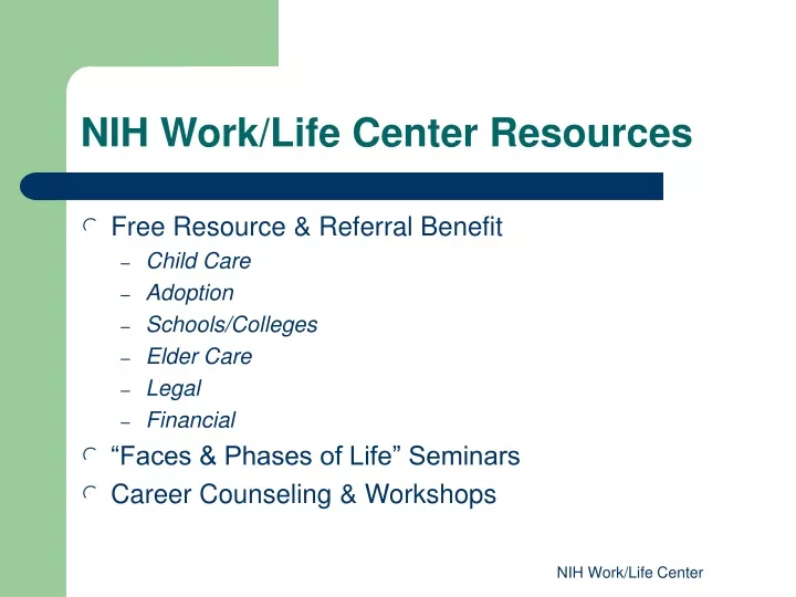 nih work life center resources