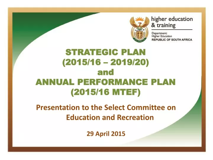 strategic plan 2015 16 2019 20 and annual performance plan 2015 16 mtef