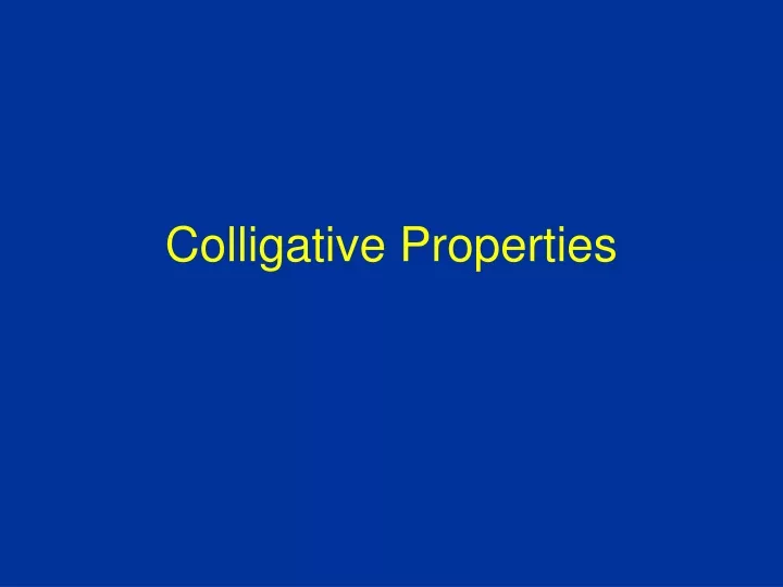 colligative properties