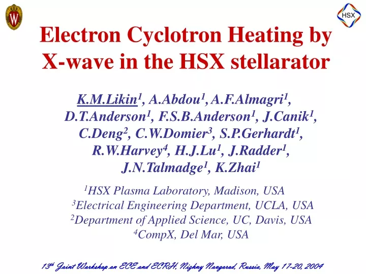 electron cyclotron heating by x wave in the hsx stellarator