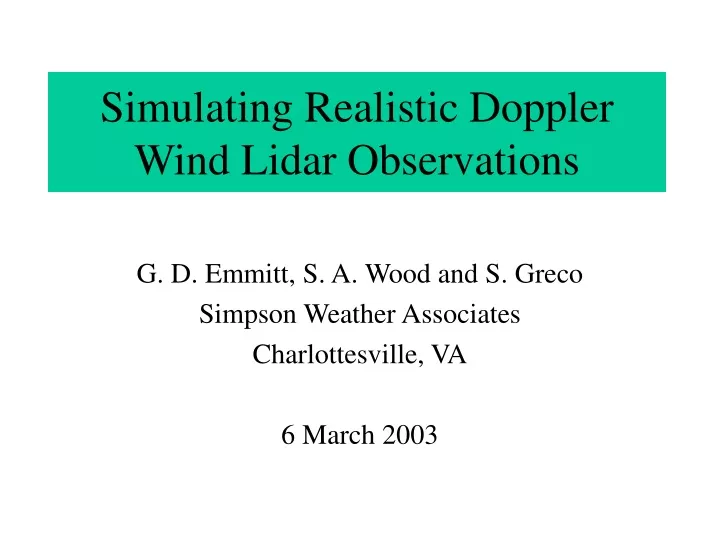 simulating realistic doppler wind lidar observations