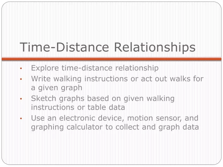 time distance relationships