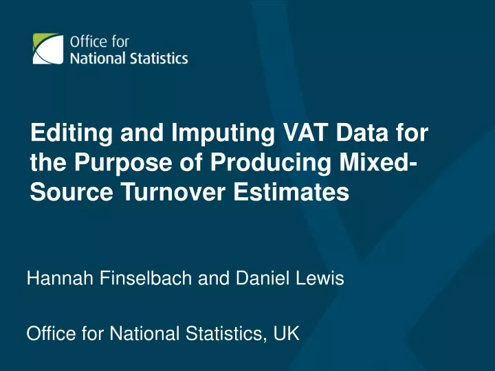 editing and imputing vat data for the purpose